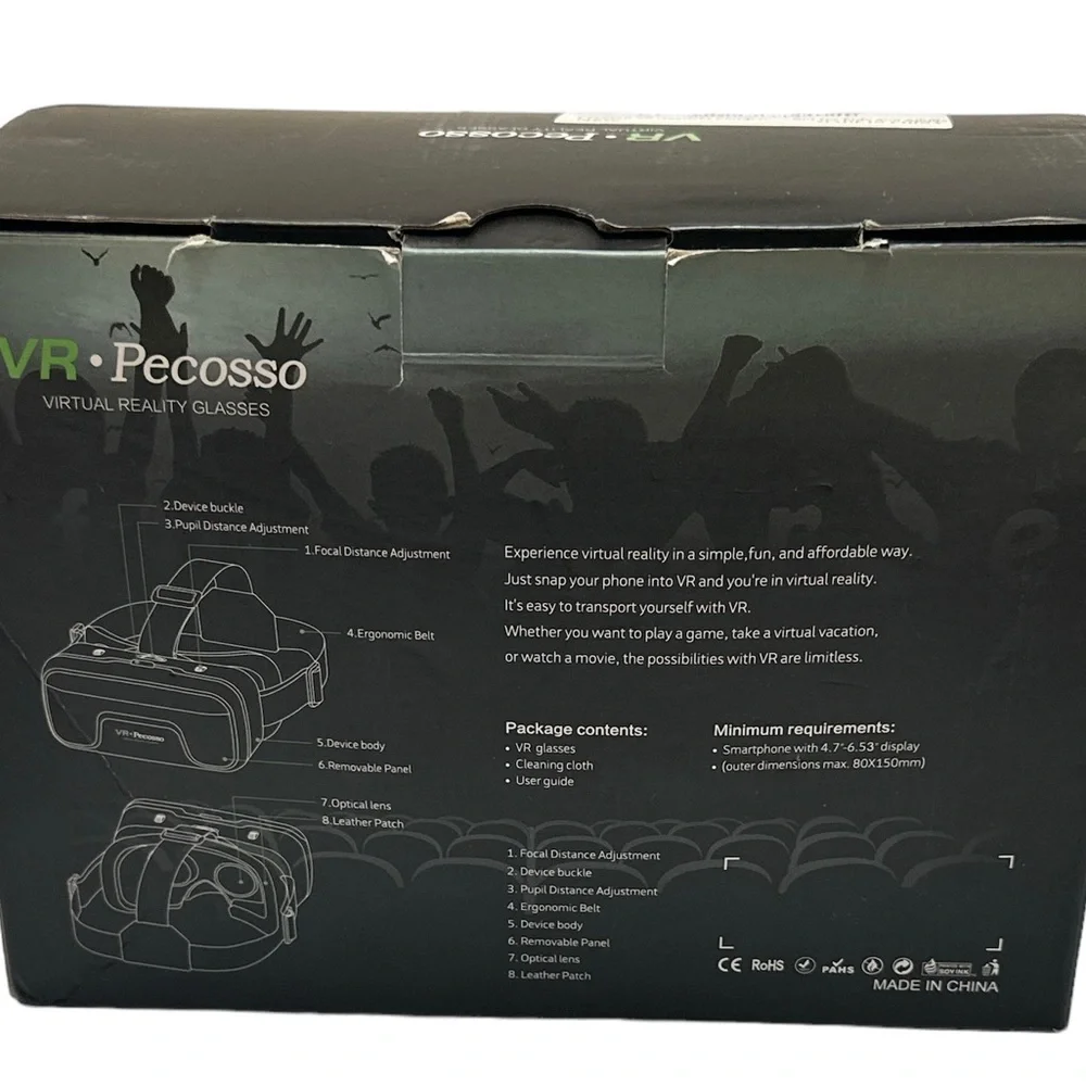 VR-Pecosso HD Virtual Reality Glasses Headset | Black